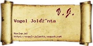 Vogel Jolánta névjegykártya